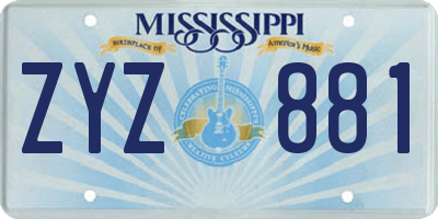 MS license plate ZYZ881