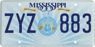 MS license plate ZYZ883