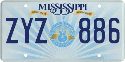 MS license plate ZYZ886