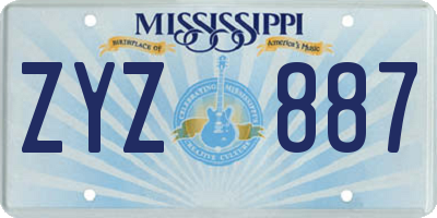 MS license plate ZYZ887