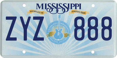 MS license plate ZYZ888
