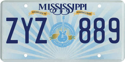 MS license plate ZYZ889