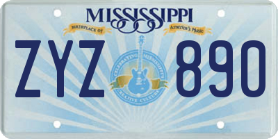 MS license plate ZYZ890