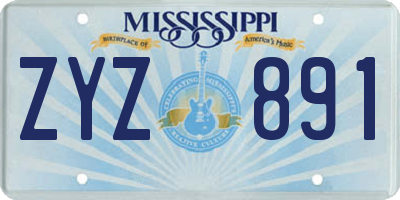 MS license plate ZYZ891