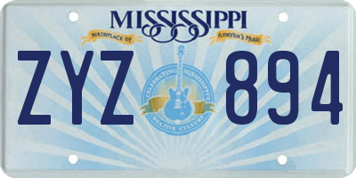 MS license plate ZYZ894