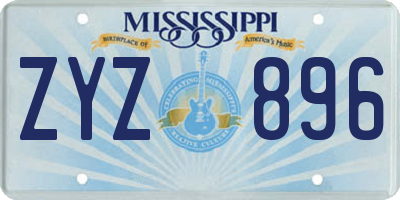 MS license plate ZYZ896
