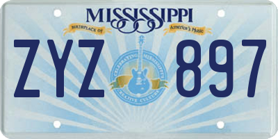 MS license plate ZYZ897