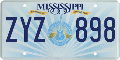 MS license plate ZYZ898