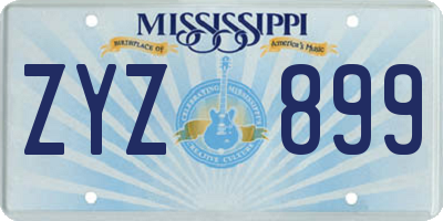 MS license plate ZYZ899