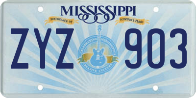 MS license plate ZYZ903