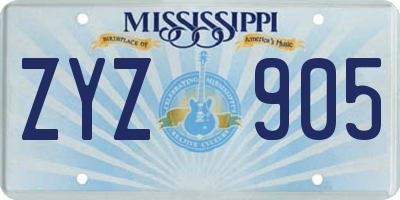 MS license plate ZYZ905