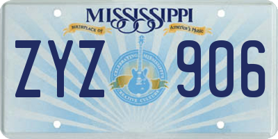 MS license plate ZYZ906