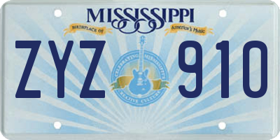 MS license plate ZYZ910