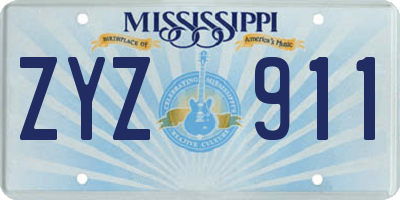 MS license plate ZYZ911
