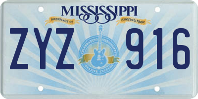 MS license plate ZYZ916
