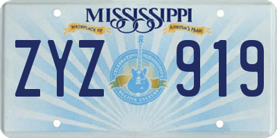 MS license plate ZYZ919