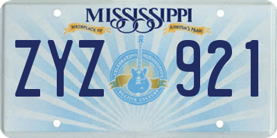 MS license plate ZYZ921