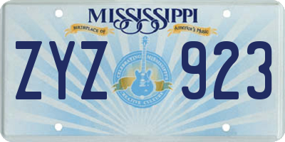 MS license plate ZYZ923