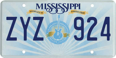 MS license plate ZYZ924