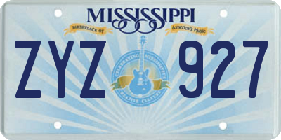 MS license plate ZYZ927