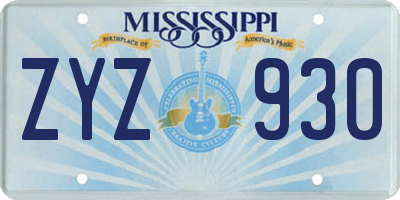 MS license plate ZYZ930