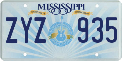 MS license plate ZYZ935