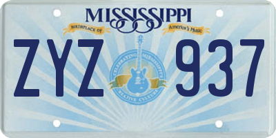 MS license plate ZYZ937