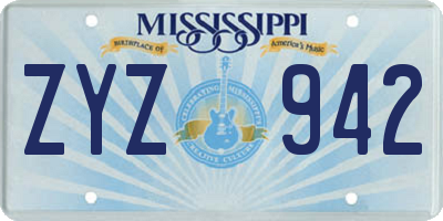 MS license plate ZYZ942