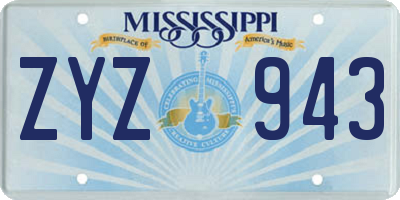 MS license plate ZYZ943