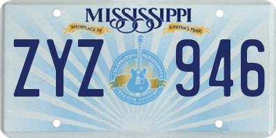 MS license plate ZYZ946
