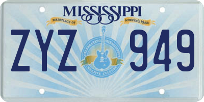 MS license plate ZYZ949