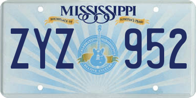 MS license plate ZYZ952