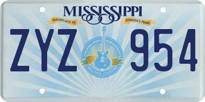 MS license plate ZYZ954