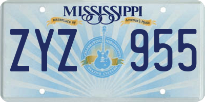 MS license plate ZYZ955