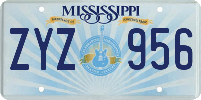 MS license plate ZYZ956