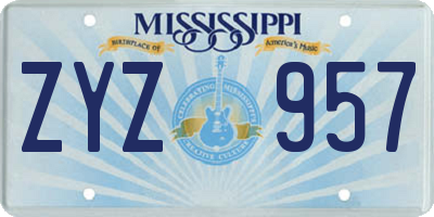 MS license plate ZYZ957
