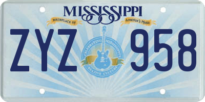 MS license plate ZYZ958