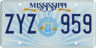MS license plate ZYZ959