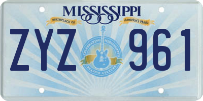 MS license plate ZYZ961