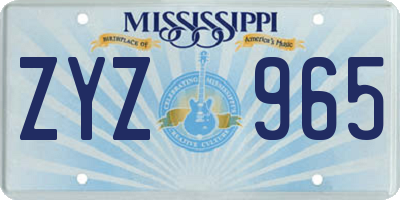 MS license plate ZYZ965