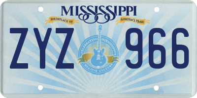 MS license plate ZYZ966