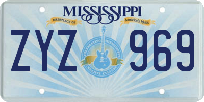 MS license plate ZYZ969