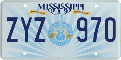 MS license plate ZYZ970