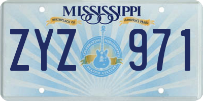 MS license plate ZYZ971