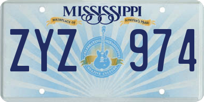MS license plate ZYZ974