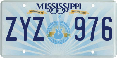 MS license plate ZYZ976