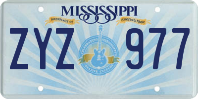 MS license plate ZYZ977