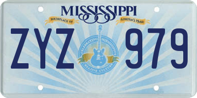 MS license plate ZYZ979