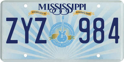 MS license plate ZYZ984