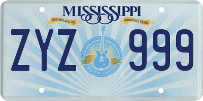 MS license plate ZYZ999